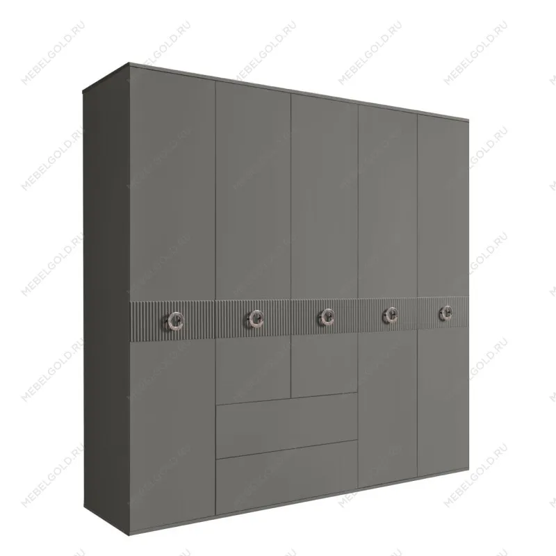 Шкаф 5-ти дверный с ящиками, Bogemia Fillini (Серый/Хром) БМШ2/51(Fi)