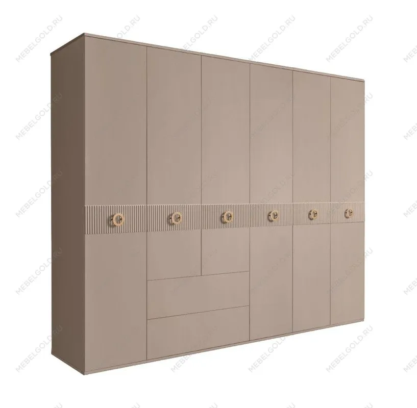 Шкаф 6-ти дверный с ящиками, Bogemia Fillini (Мокка/Золото) БМШ2/61(Fi)