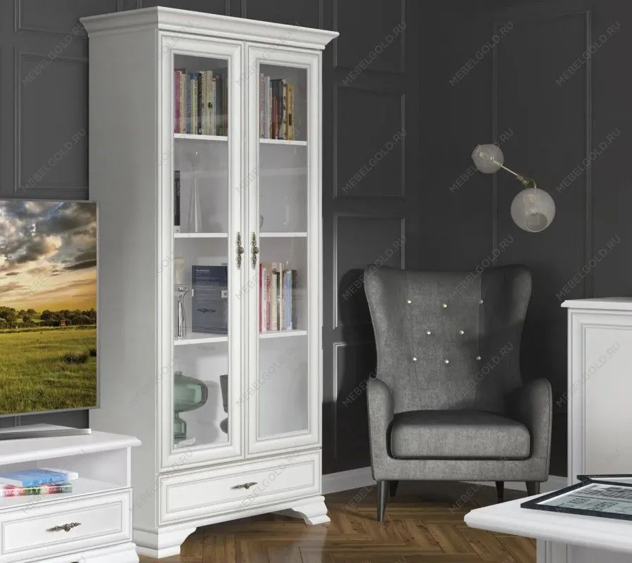 Шкаф с витриной Кентаки REG2W1S белый - Выставка Балашиха | изображение 4