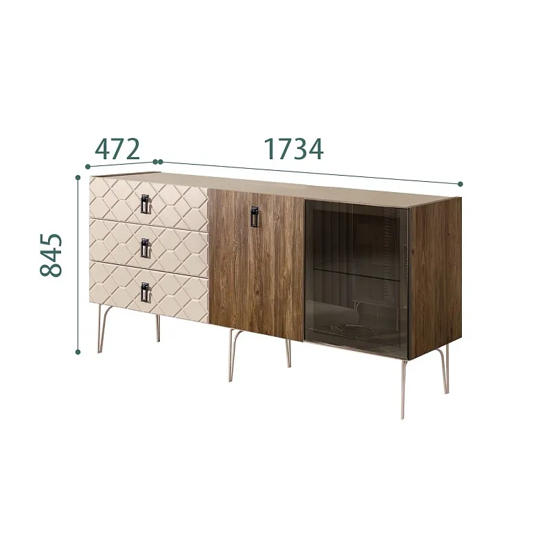 Комод 1.6м Bogemia Woodline Wood Fa (Ваниль) (Novabuk/Черный) БМКМ-4[5][10]
