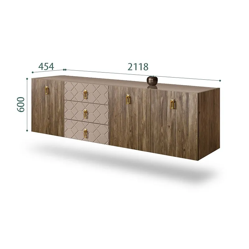 Комод 2.1м Bogemia Woodline Fly Wood Fa (Мокка) (Lakobel/Золото) БМКМ-5
