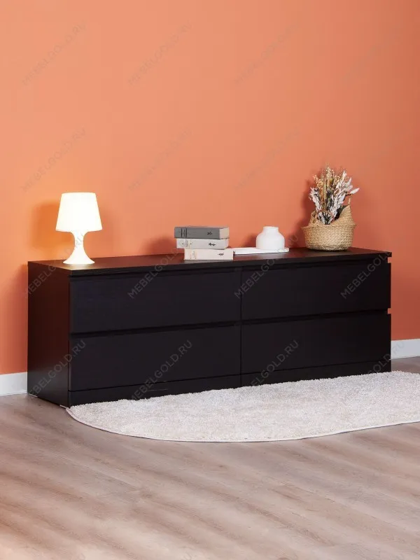 Комод Варма, 4 ящика, горизонтальный, 160х54х40 см, шпон натурального дерева, ясень черный | изображение 7