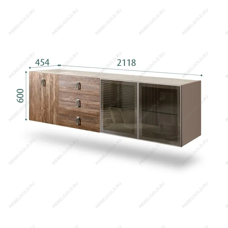 Комод 2.1м Bogemia Fly Wood Fa (Мокка) (Novabuk/Хром) БМКМ-5[5][10]