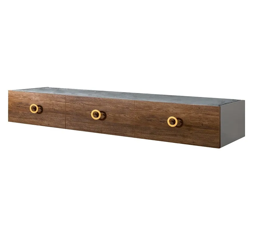 Тумба телевизионная 2.1м Bogemia Fly Wood Fi (Серый) (Novabuk/Золото) БМТ-2