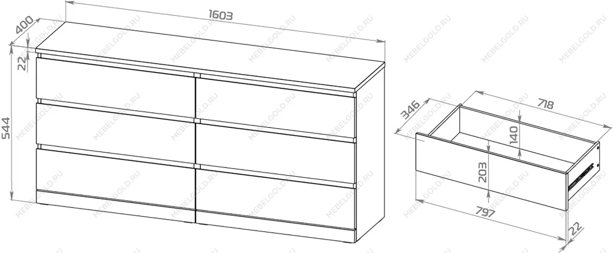 Комод Варма, 6 ящиков, горизонтальный, 160х78х40 см, шпон натурального дерева, дуб беленый | изображение 8
