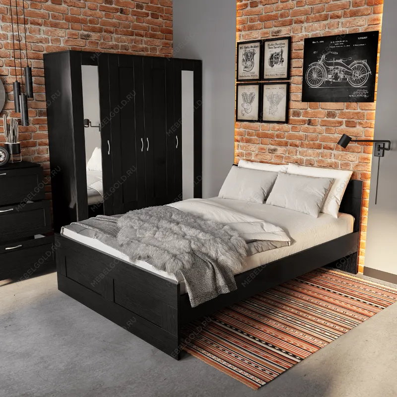 БРИМНЭС / СИРИУС Шкаф ИКЕА / IKEA комбинированный 4 двери и 1 ящик Дуб Венге (с 1 зеркалом)