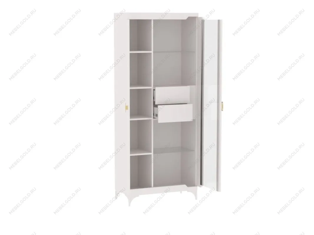 Пенал со стеклом широкий, Сиде (800*402*2006) Белый, 32202 | изображение 1