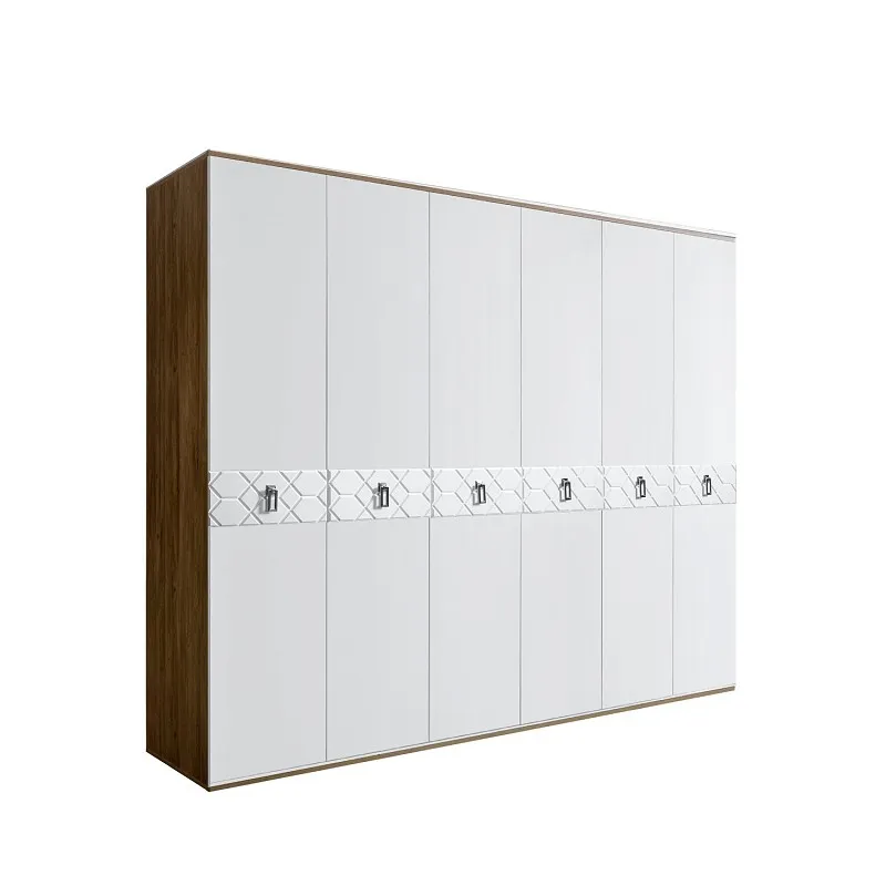 Шкаф 6-ти дв. Bogemia Woodline Fa (Белый/Хром) БМШ2/6(Fa)
