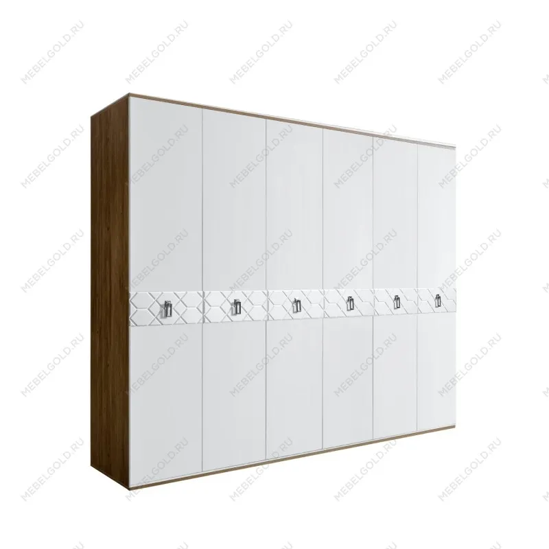 Шкаф 6-ти дв. Bogemia Woodline Fa (Белый/Хром) БМШ2/6(Fa)