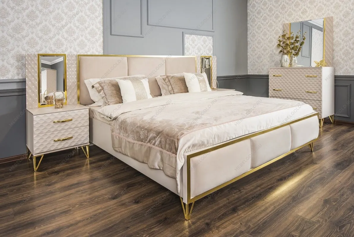 Кровать Лара 180x200 см бежевый глянец | изображение 2