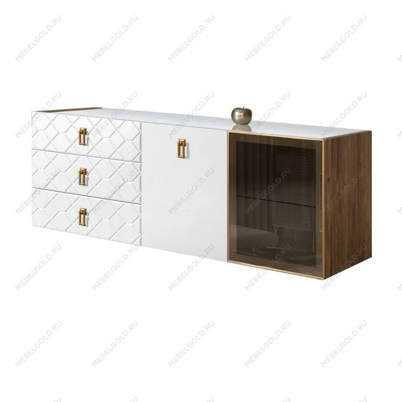Комод 1.6м Bogemia Woodline Fly Fa (Белый) (Lakobel/Золото) БМКМ-4[5][10]