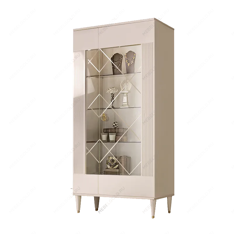 Витрина 2-ств. Римини СОЛО (Бежевый/Золото) (Правая) РМВ2-2С(s)