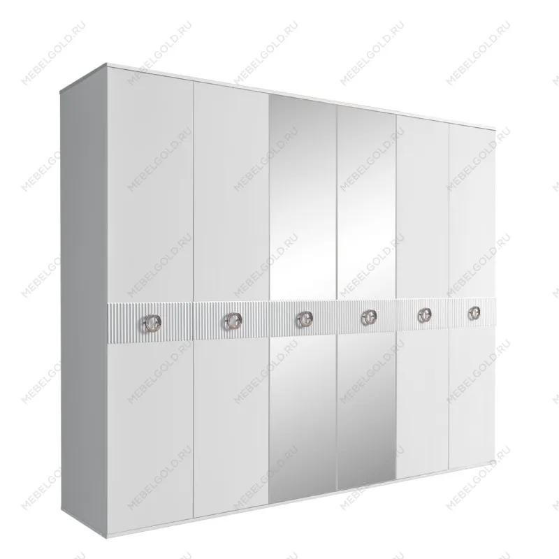 Шкаф 6-ти дв. с зеркалами Bogemia Fillini (Белый/Хром) БМШ1/6(Fi)