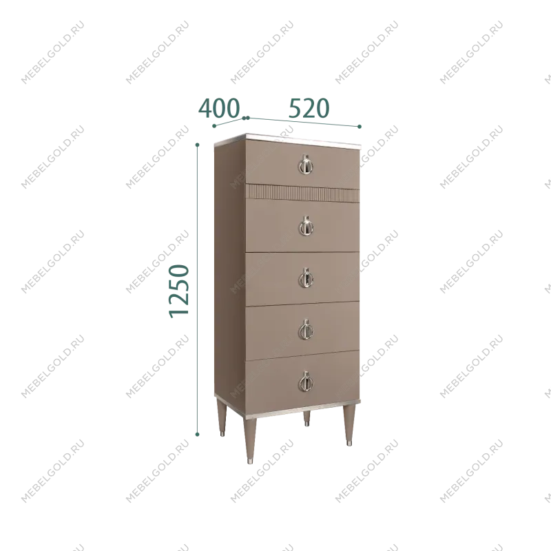 Комод узкий с планкой Римини СОЛО (Мокка/Серебро) РМКМ-2(s) - Выставка м. Марьина роща