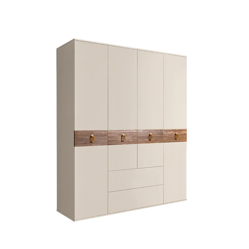 Шкаф 4-х дверный с ящиками, Bogemia Wood Fa (Слоновая кость/Золото) БМШ2/41(Wo)