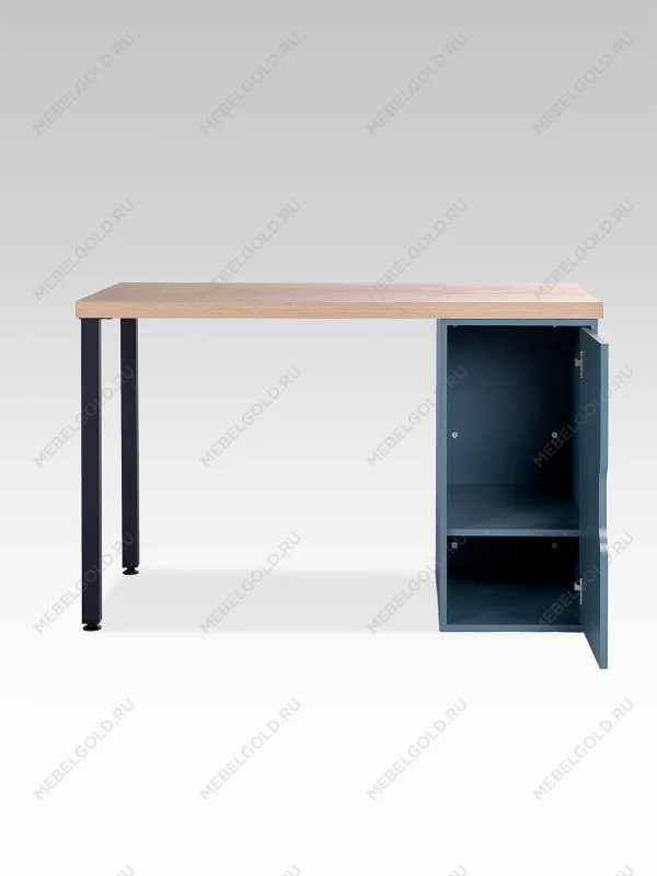 Стол письменный Ингар, с дверцей , 120х75х55 см, серо-бирюзовый/черный, столешница дуб беленый | изображение 11