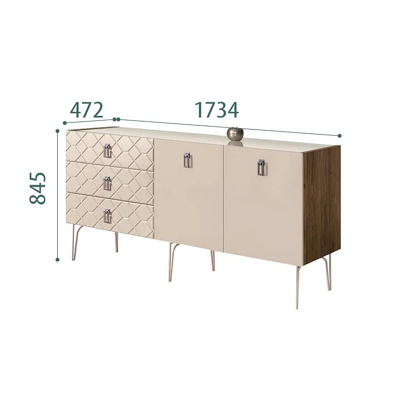Комод 1.6м Bogemia Woodline Fa (Ваниль) (Lakobel/Хром) БМКМ-4