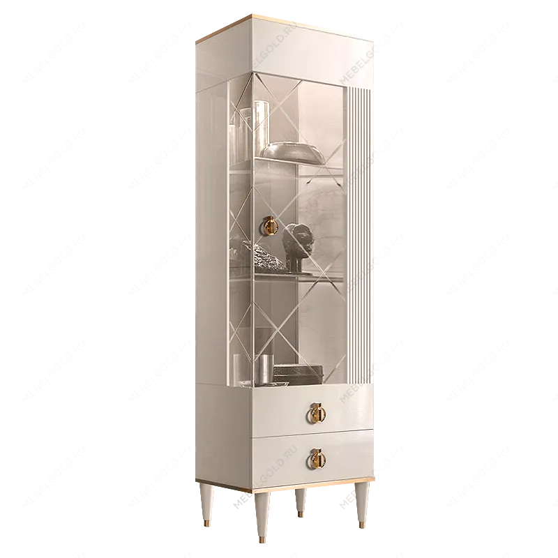 Витрина 1-ств. Римини СОЛО (Слоновая кость/Золото) (Правая) РМВ1-1С(s)