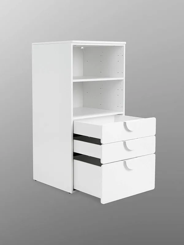 Стеллаж Пикси, с тремя выдвижными ящиками 60x57x120, белый (робкий подснежник) | изображение 16