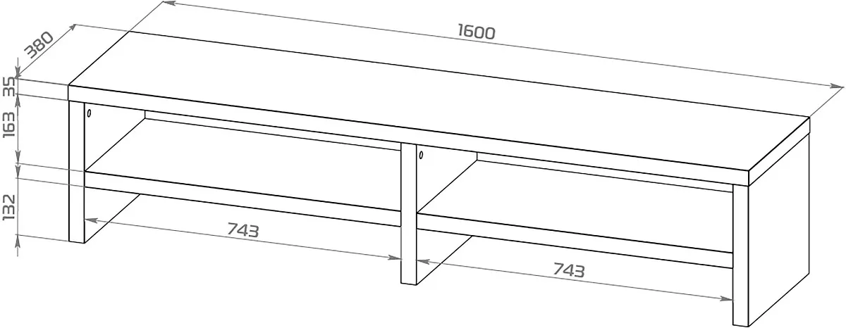 Тумба ТВ Энкель, 2 полки, 160х37x38 см, дуб беленый | изображение 10