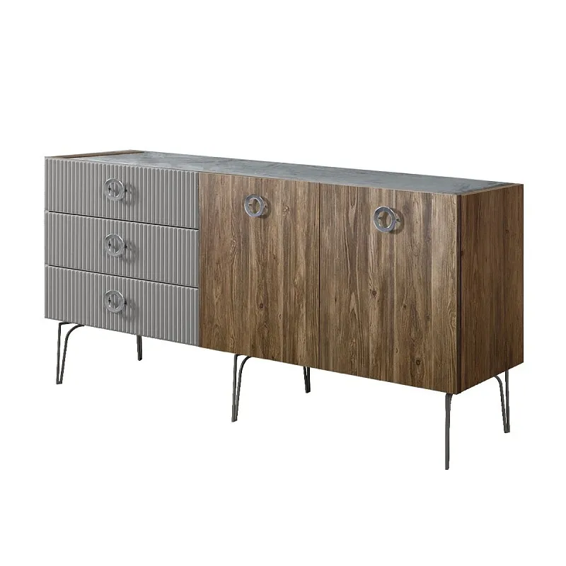 Комод 1.6м Bogemia Woodline Wood Fi (Серый) (Novabuk/Хром) БМКМ-4