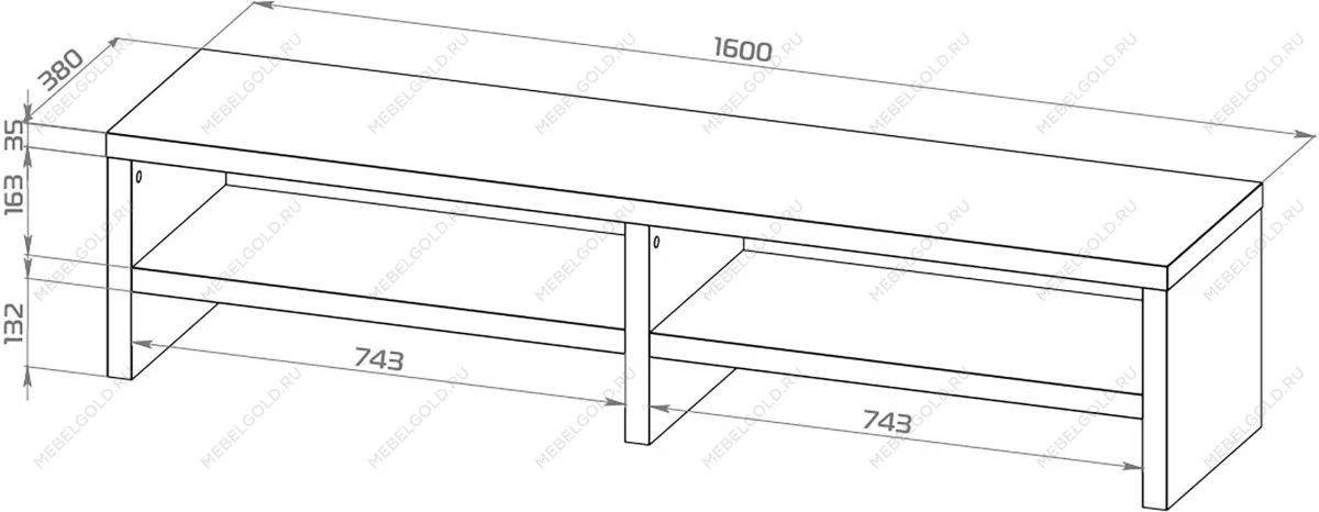 Тумба ТВ Энкель, 2 полки, 160x37x38 см, белая | изображение 12