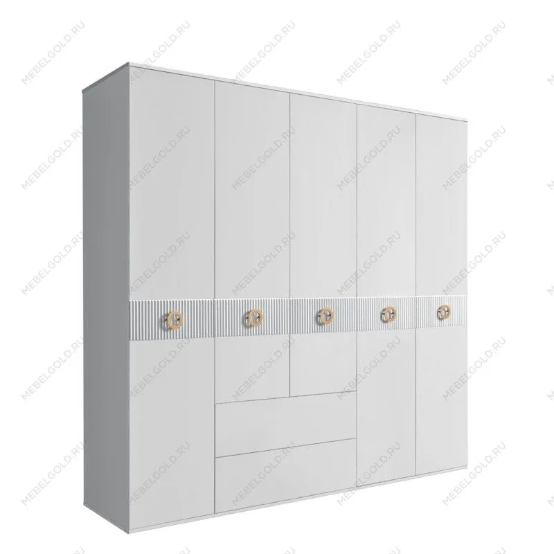 Шкаф 5-ти дверный с ящиками, Bogemia Fillini (Белый/Золото) БМШ2/51(Fi)