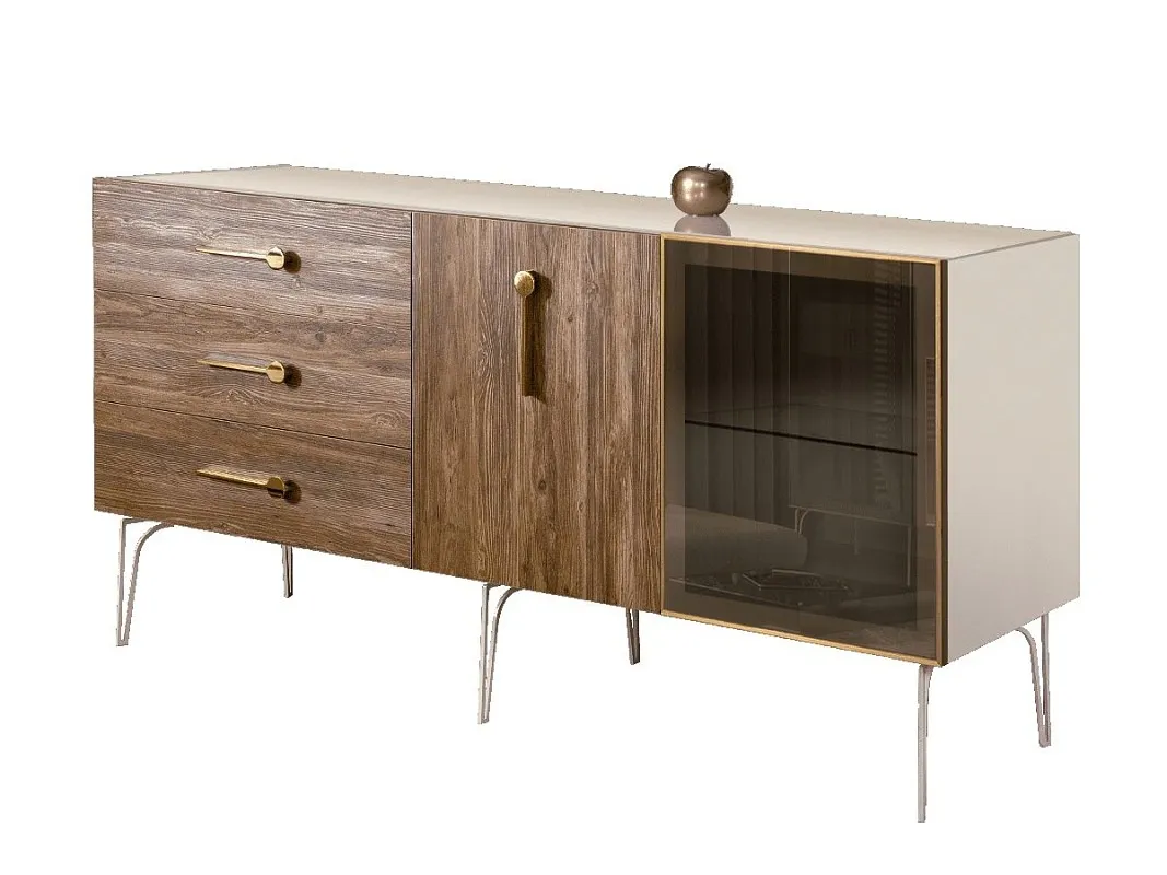 Комод 1.6м Bogemia Wood Wo (Слоновая кость) (Lakobel/Золото) БМКМ-4(Wo)[5][10]