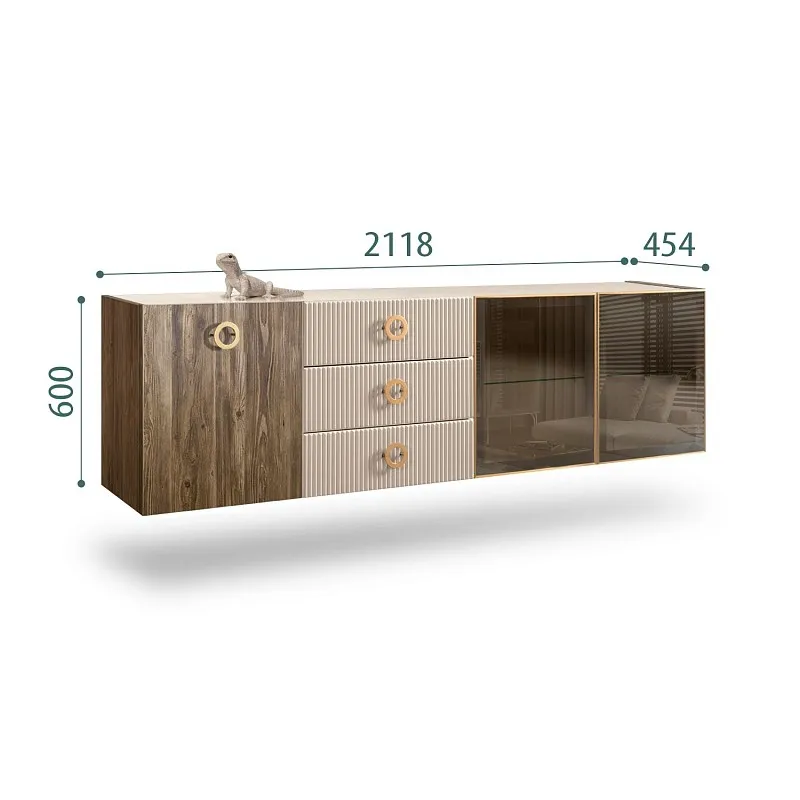 Комод 2.1м Bogemia Woodline Fly Wood Fi (Ваниль) (Lakobel/Золото) БМКМ-5[5][10]