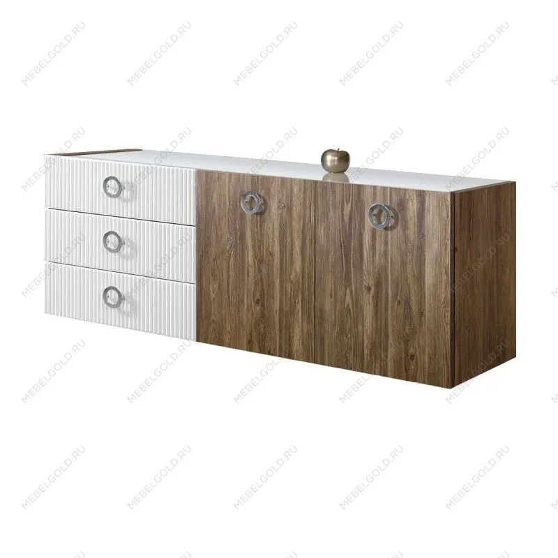 Комод 1.6м Bogemia Woodline Fly Wood Fi (Белый) (Lakobel/Хром) БМКМ-4