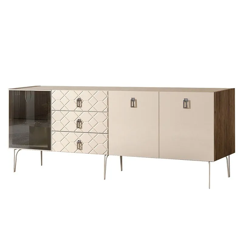 Комод 2.1м Bogemia Woodline Fa (Слоновая кость) (Novabuk/Хром) БМКМ-5[4]