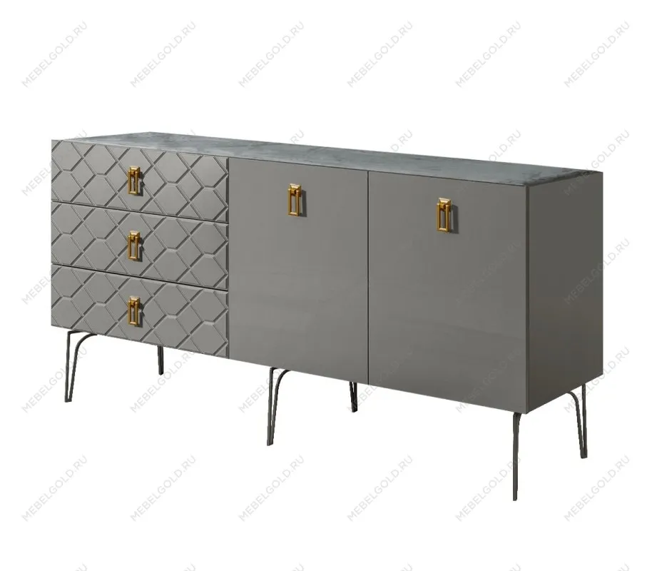 Комод 1.6м Bogemia Farfalle (Серый) (Novabuk/Золото) БМКМ-4(Fa)