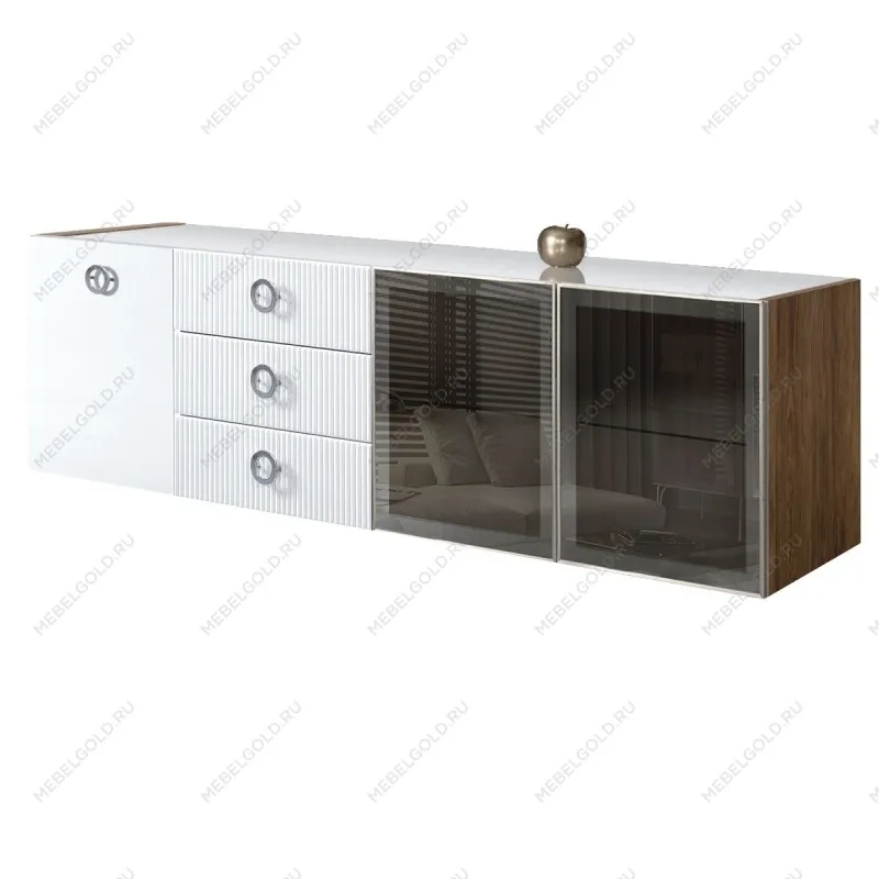 Комод 2.1м Bogemia Woodline Fly Fi (Белый) (Lakobel/Хром) БМКМ-5[5][10]