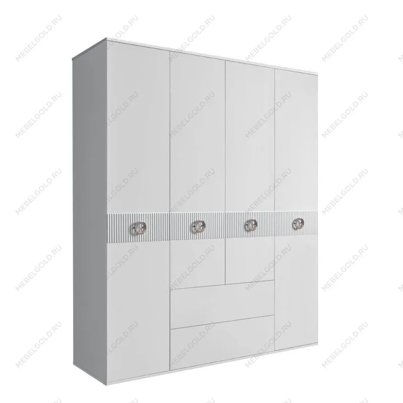 Шкаф 4-х дверный с ящиками, Bogemia Fillini (Белый/Хром) БМШ2/41(Fi)