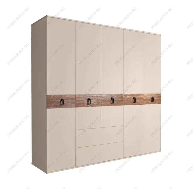 Шкаф 5-ти дверный с ящиками, Bogemia Wood Fa (Ваниль/Черный) БМШ2/51(Wo)