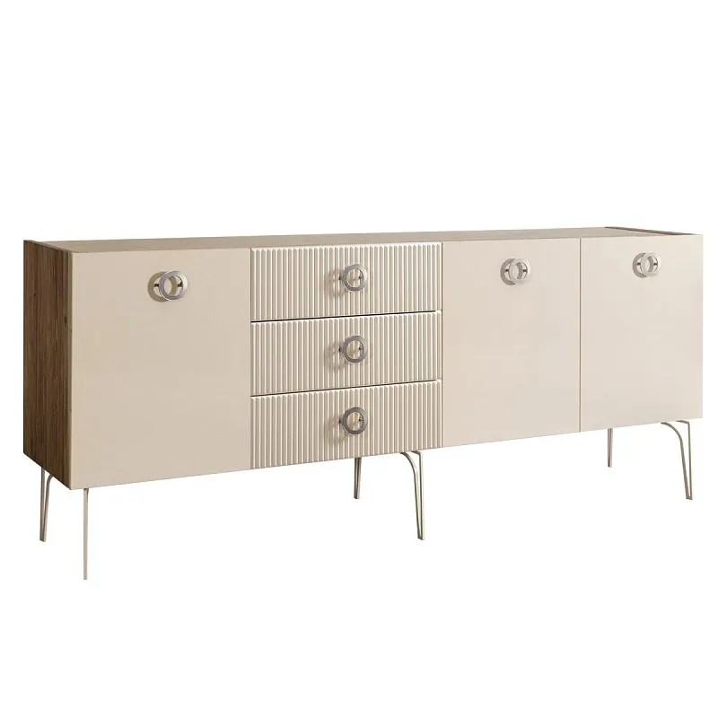 Комод 2.1м Bogemia Woodline Fi (Слоновая кость) (Novabuk/Хром) БМКМ-5