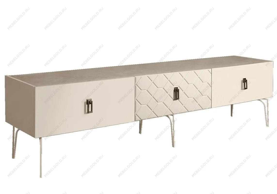 Тумба под телевизор 2.1м Bogemia Farfalle (Слоновая кость) (Novabuk/Черный) БМТ-2(Fa)[10]