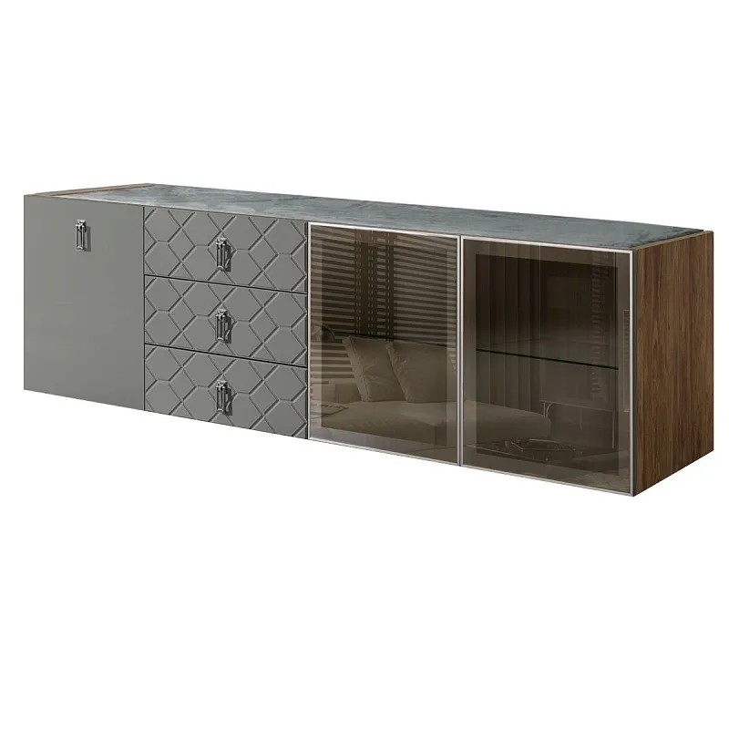 Комод 2.1м Bogemia Woodline Fly Fa (Серый) (Novabuk/Хром) БМКМ-5[5][10]