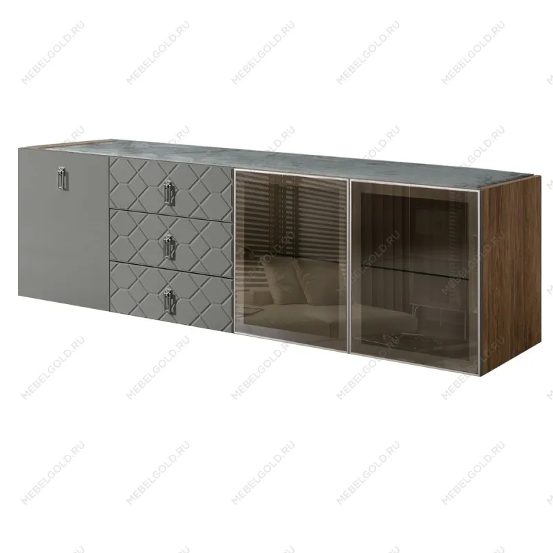 Комод 2.1м Bogemia Woodline Fly Fa (Серый) (Novabuk/Хром) БМКМ-5[5][10]