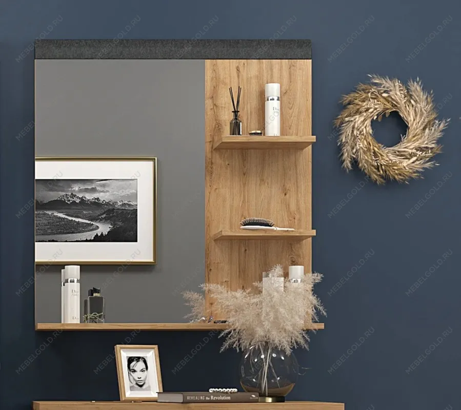 Полка настенная с зеркалом Грейс LUS 80 | изображение 3