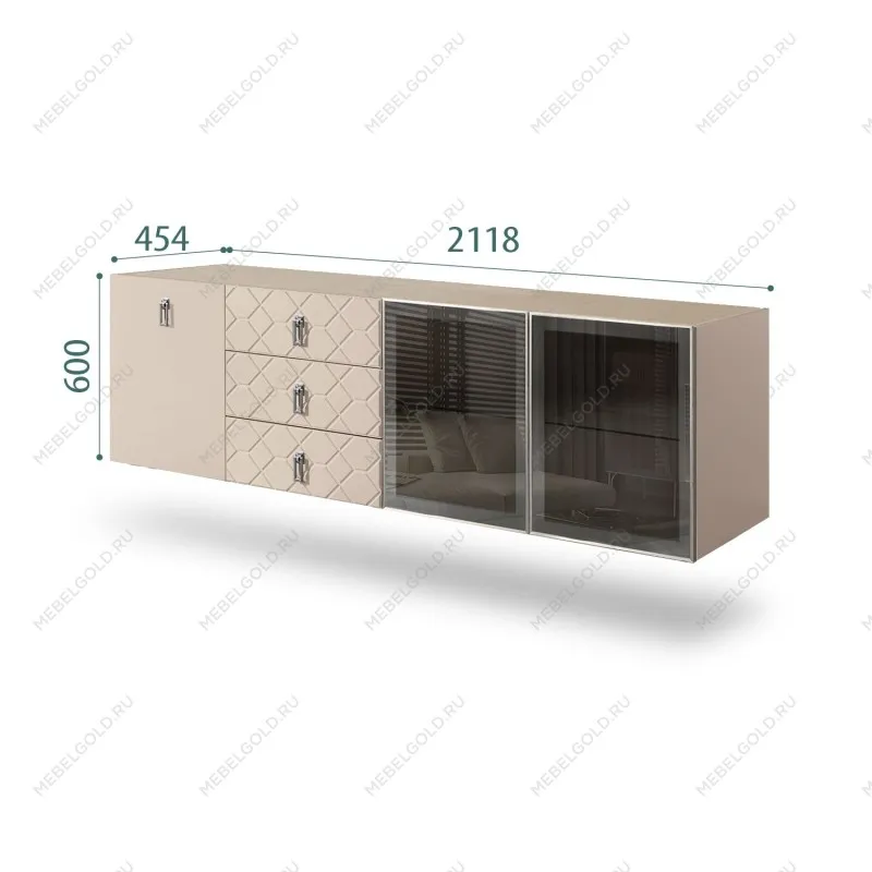 Комод 2.1м Bogemia Fly Fa (Ваниль) (Novabuk/Хром) БМКМ-5[5][10]