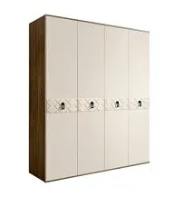 Шкаф 4-х дверный Bogemia Woodline Fa (Слоновая кость/Черный) БМШ2/4