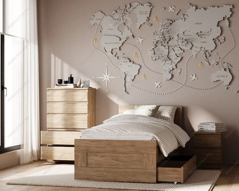 БРИМНЭС / СИРИУС кровать одинарная ИКЕА / IKEA 80х200 сонома | изображение 4