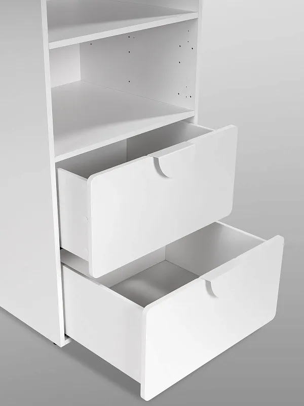 Стеллаж Пикси, с двумя выдвижными ящиками 60x57x180, белый (робкий подснежник) | изображение 16