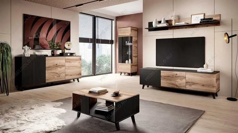 Тумба под телевизор Halmar RANDOM RTV-1 (дуб вотан/черный) | изображение 1