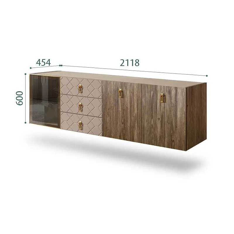 Комод 2.1м Bogemia Woodline Fly Wood Fa (Мокка) (Novabuk/Золото) БМКМ-5[4]