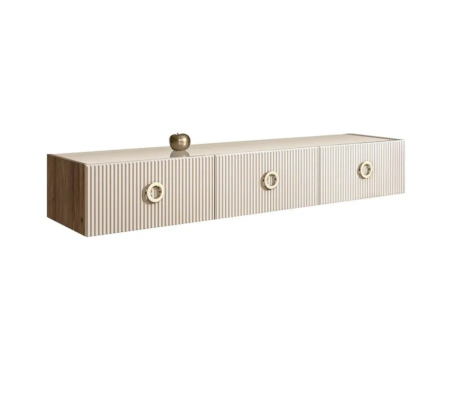 Тумба телевизионная 1.6м Bogemia Woodline Fly Fi (Слоновая кость) (Lakobel/Золото) БМТ-1