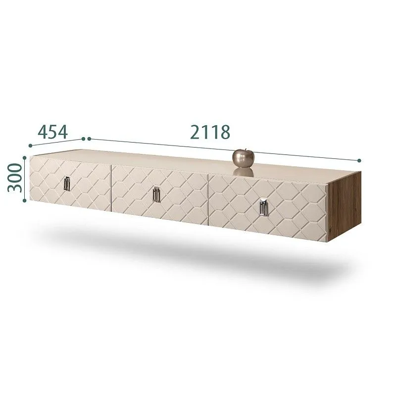 Тумба телевизионная 2.1м Bogemia Woodline Fly Fa (Ваниль) (Lakobel/Хром) БМТ-2