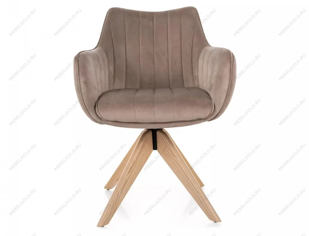 Стул кухонный Signal AZALIA D Velvet Bluvel 40 поворотный (темно-бежевый/дуб) | изображение 1