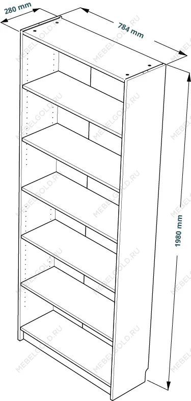 МАЛЬМ / VARMA Стеллаж ИКЕА / IKEA 80, 80x200x28, шпон, беленый дуб | изображение 3